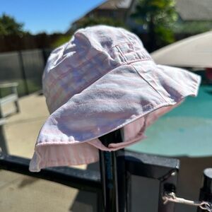 Janie and Jack pink and white striped Sun hat baby girl 3-6 months bucket
